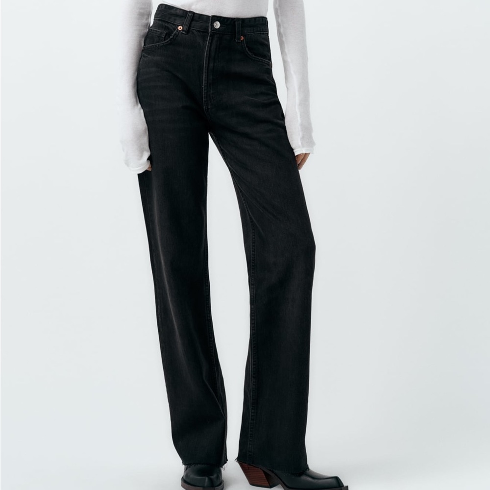 Zara TRF High Rise Wide Leg Jeans Size 0